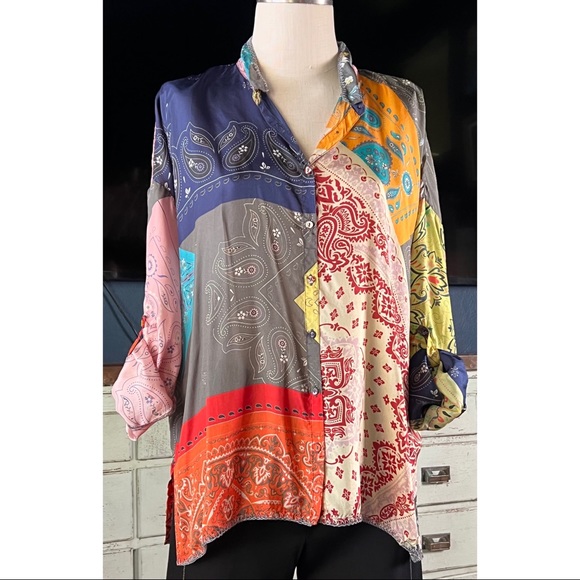 Johnny Was Dakota Adelaide Silk Blouse M - Picture 2 of 14